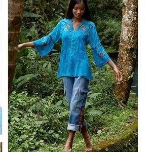 Johnny Was Maverick Embroidered Women's Top